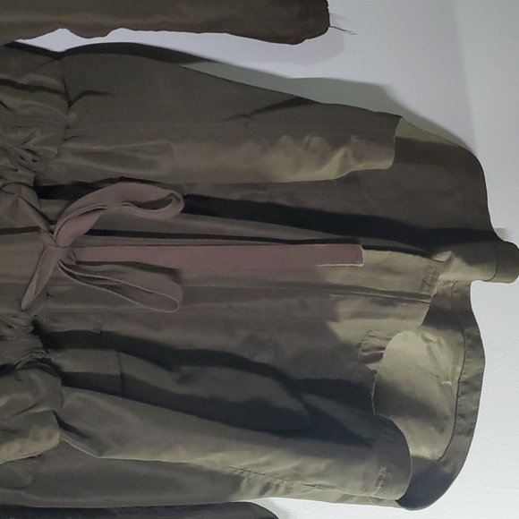 Hyfve jacket women's size large green long modest zippered fabric hooded cinch - Picture 2 of 8